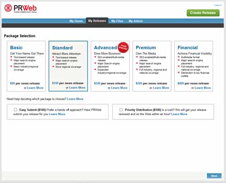 PRWeb packages