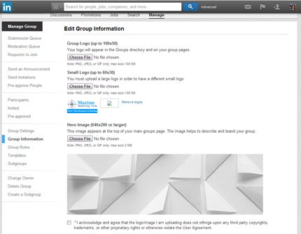 how to edit linkedin group image