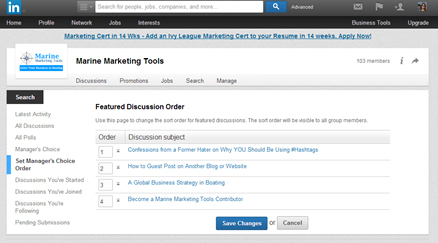 linkedin group set manager choice order