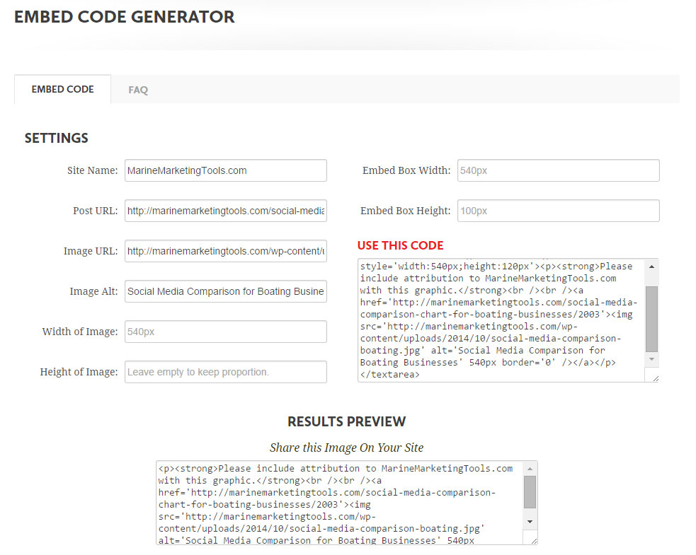 Embed code generator