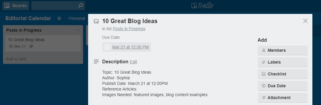 editorial calendar trello